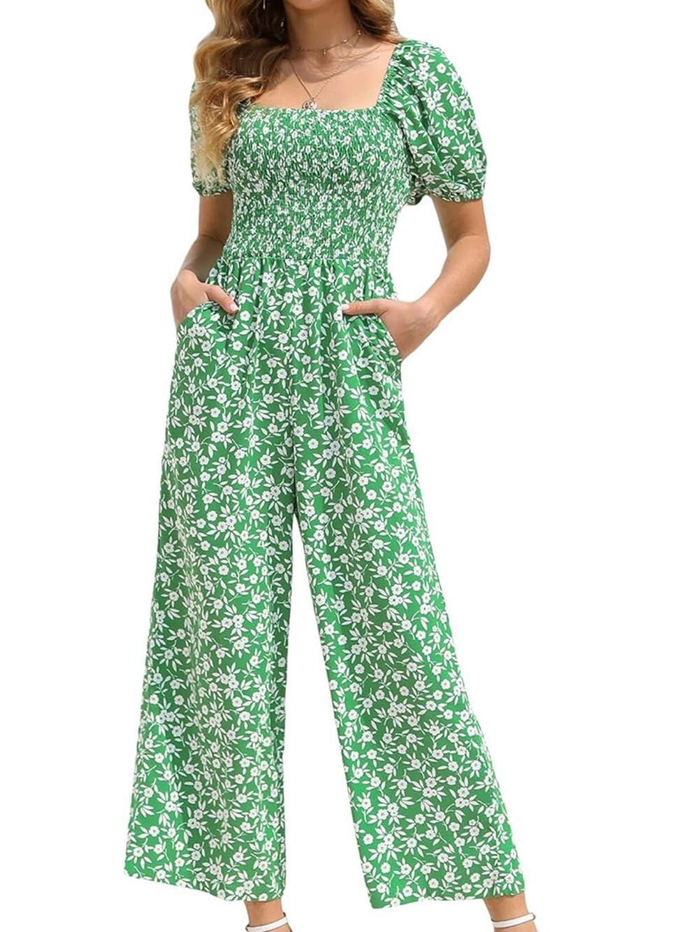 LOVE WELOVE Green floral jumpsuit size 2X